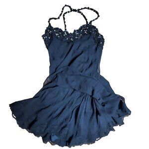 Bergdorf‎ Goodman Victoria Royal Beaded Sequined Lace Trim Mini Dress Womens 29